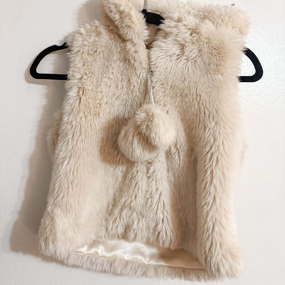 Donna Salyer's Fabulous Furs girls faux vest Size M Super chic hooded style crea